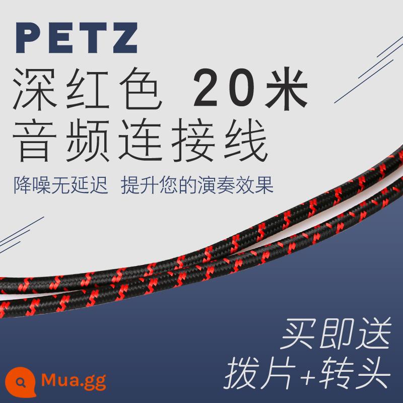 Đàn Guitar Điện Petz Dây Cáp Âm Thanh Loa Bass Hộp Điện Gỗ Che Chắn Giảm Tiếng Ồn 3 Mét 6 Mét 10 Mét 20 Mét - [Giá cả phải chăng] Bím tóc đỏ sâu 20 mét