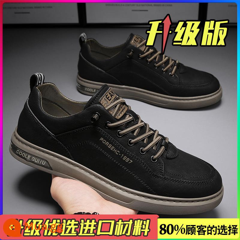 Giày Nam Mùa Đông 2022 Mới Slip-On Nam Giày Da Thể Thao Phù Hợp Tất Cả Các Trận Đấu Nhỏ Bảng Trắng Giày Plus Nhung Giày - Đen (nâng cấp)