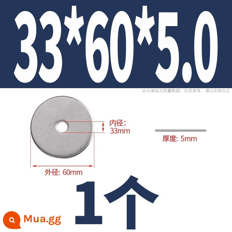 Thép không gỉ 304 đệm kim loại vít phẳng máy giặt mở rộng dày mỏng meson tròn M1.6M3M4M5M8M36 - M33*60*5.0 (1 cái)