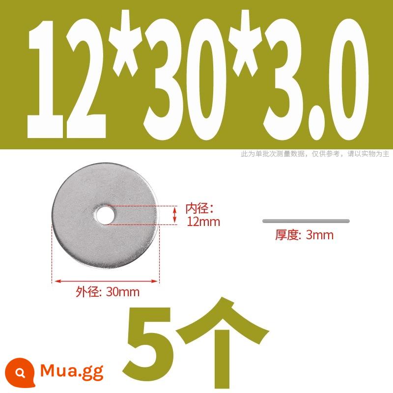 Thép không gỉ 304 đệm kim loại vít phẳng máy giặt mở rộng dày mỏng meson tròn M1.6M3M4M5M8M36 - M12*30*3.0(5 cái)