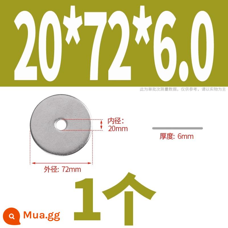 Thép không gỉ 304 đệm kim loại vít phẳng máy giặt mở rộng dày mỏng meson tròn M1.6M3M4M5M8M36 - M20*72*6.0 (1 cái)