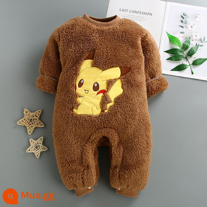 Baby Plus Velvet, Baby Coral Velvet Hương vị ấm áp, Fels, Đàn ông và phụ nữ leo núi - Pikachu ngồi màu nâu