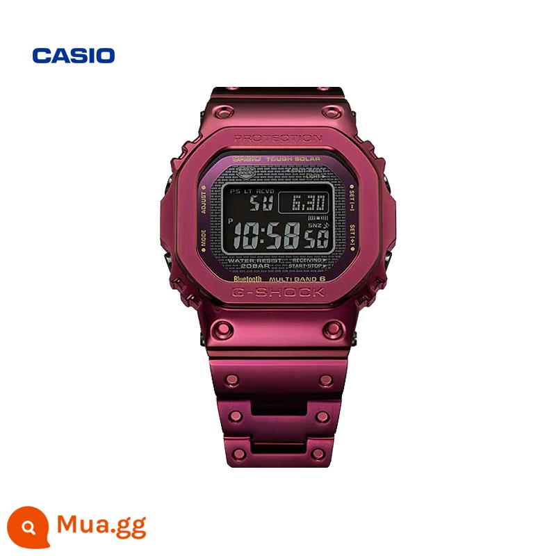 Cửa hàng hàng đầu của Casio GMW-B5000 xu hướng phổ biến đồng hồ mặt vuông kim loại nhỏ CASIO G-SHOCK chính thức - GMW-B5000RD-4PRT