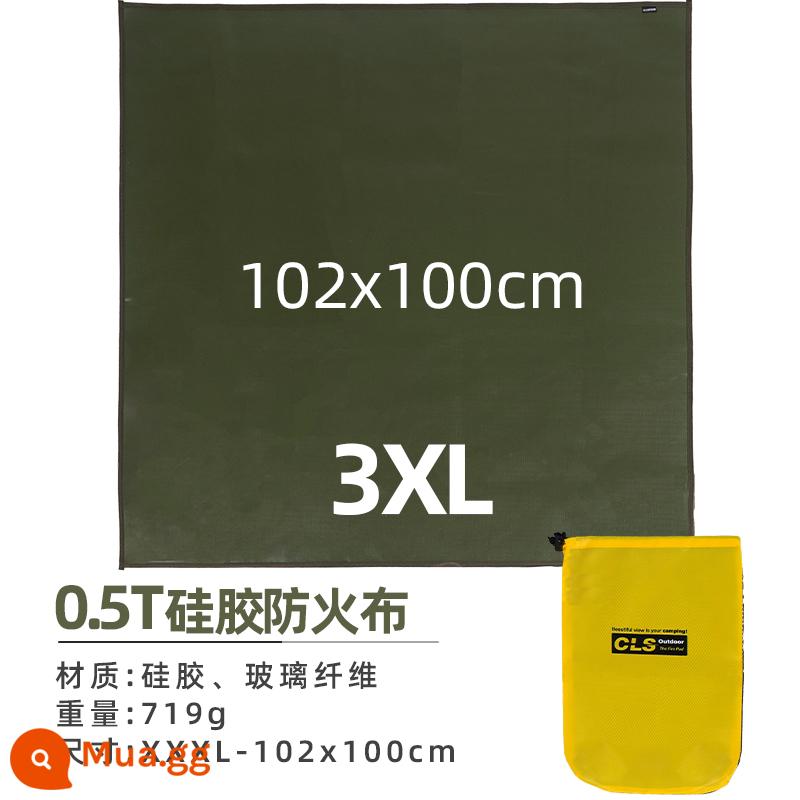 Cắm trại ngoài trời vải chống cháy dã ngoại nướng thịt cách nhiệt thảm chống cháy và chăn chống cháy sợi thủy tinh bọc silicone chịu nhiệt độ cao - Lớp phủ silicon 102x100cm-3XL [0,5T-Trọng lượng nhẹ]