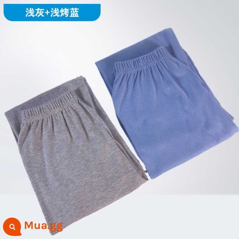 Quần vệ sinh lưng cao cotton nguyên chất 100% cotton cổ điển quần vệ sinh quần trong mỏng dành cho người trung niên và người già cộng với quần cotton rộng rãi - Xám nhạt + xanh rang nhạt [2 gói] cotton nguyên chất