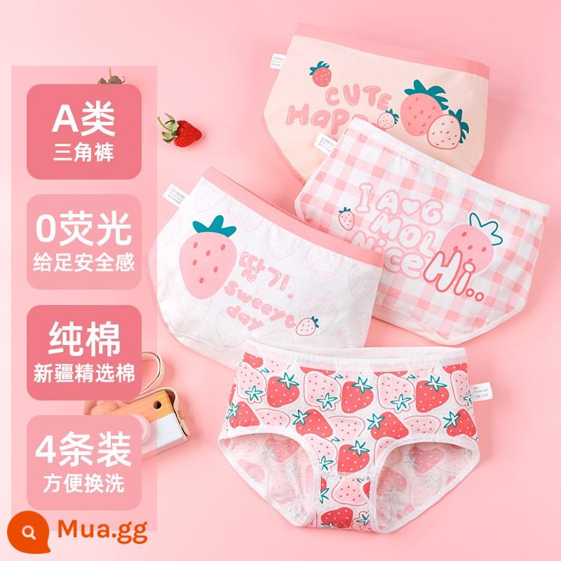 Quần lót bé gái, quần sịp cotton trẻ em, quần sịp võ sĩ Kuromi 100% cotton cho bé gái, quần đùi boxer cho bé - Dâu tây [nhỏ hơn một cỡ]*