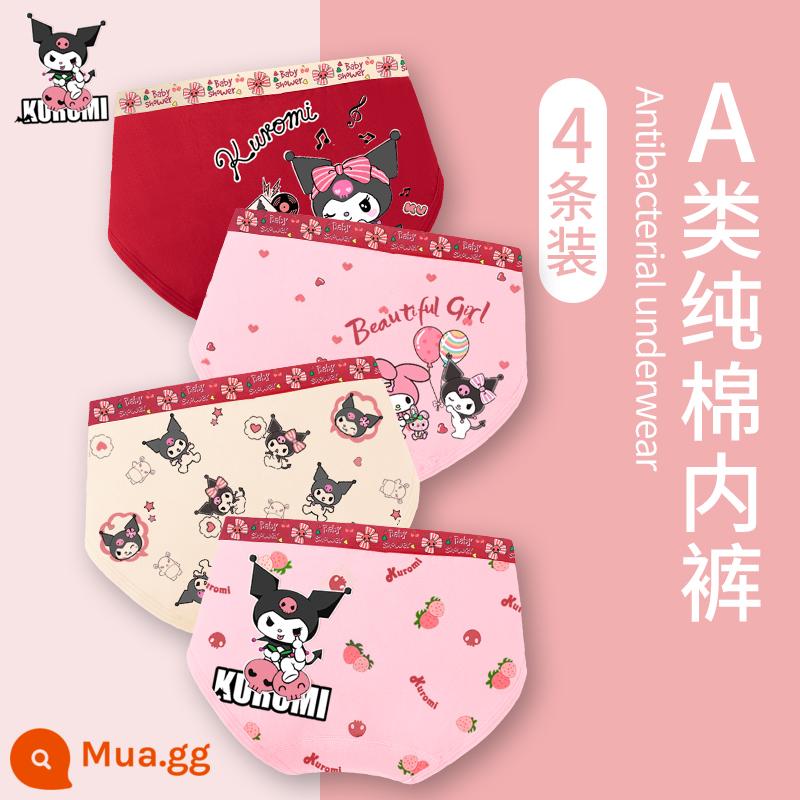 Quần lót bé gái, quần sịp cotton trẻ em, quần sịp võ sĩ Kuromi 100% cotton cho bé gái, quần đùi boxer cho bé - Tóm tắt-Kuromi mới