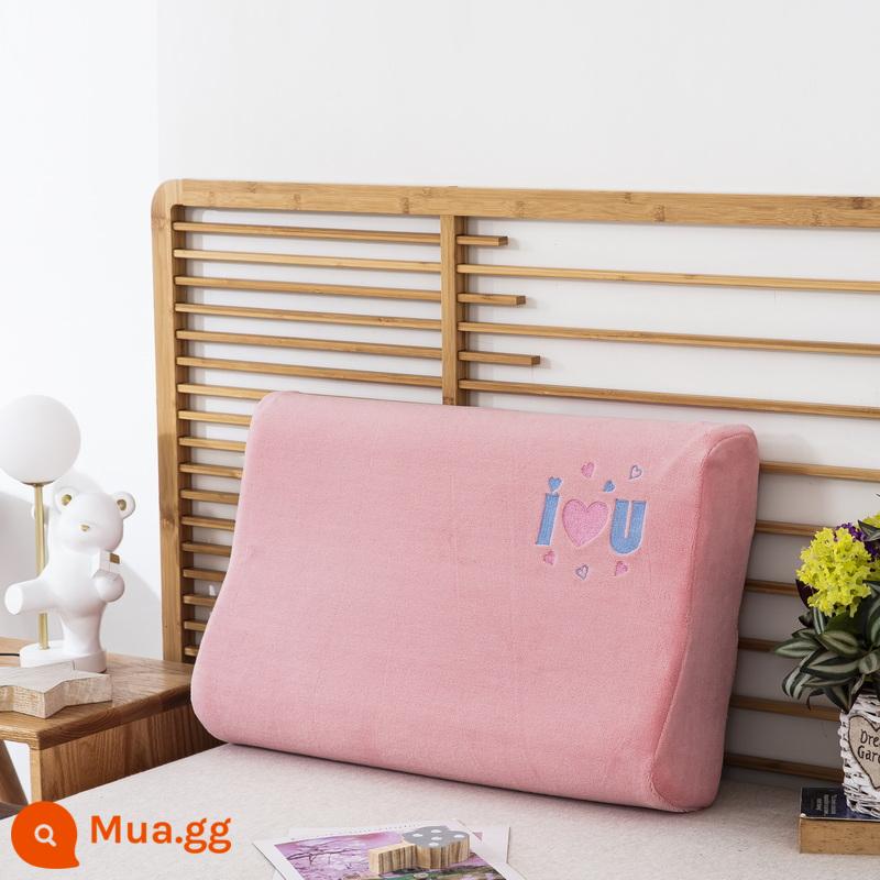 Vỏ gối cao su vỏ gối 5535 lõi gối nhớ 60x40cm mùa thu đông dày nhung sữa 50*30 gói đơn - Bột đào nhung sữa Love (vỏ gối đơn không có lõi gối)