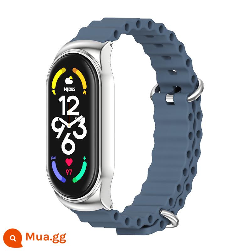 Dây đeo cổ tay Mi Bracelet 4/5/6/7 Dây đeo Mi Bracelet 3/2 Phiên bản 3NFC Smart Sport Silicone Cá tính Hợp thời trang Nam và Nữ 23456 Thế hệ Dây đeo cổ tay thay thế chính hãng không chính hãng - Mẫu đại dương_không gian sâu xanh + bạc