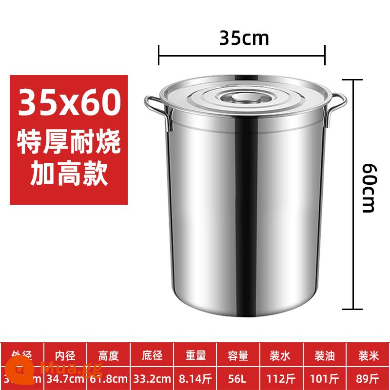 Thùng Inox 304 Thùng Có Nắp Thương Mại Cao Nồi Nước Sôi Thùng Nước Hầm Thùng Nồi Hầm Dung Tích Lớn Dày Hộ Gia Đình nồi Canh - Đường kính cực dày 35 cm * chiều cao 60 cm, phiên bản chiều cao thêm