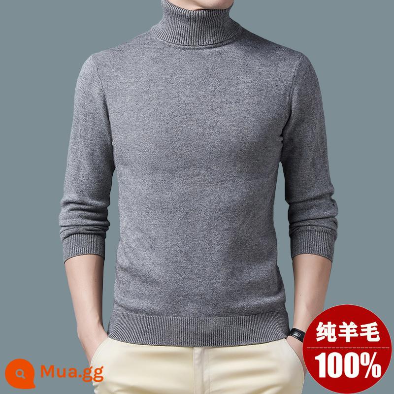 Ordos Thu Đông 100% Nguyên Chất Áo Len Nam Cổ Cao Nửa Áo Len Dày Ấm Dệt Kim Cashmere Lưng - xám/cổ cao