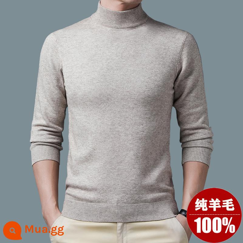 Ordos Thu Đông 100% Nguyên Chất Áo Len Nam Cổ Cao Nửa Áo Len Dày Ấm Dệt Kim Cashmere Lưng - lạc đà/cổ áo giả