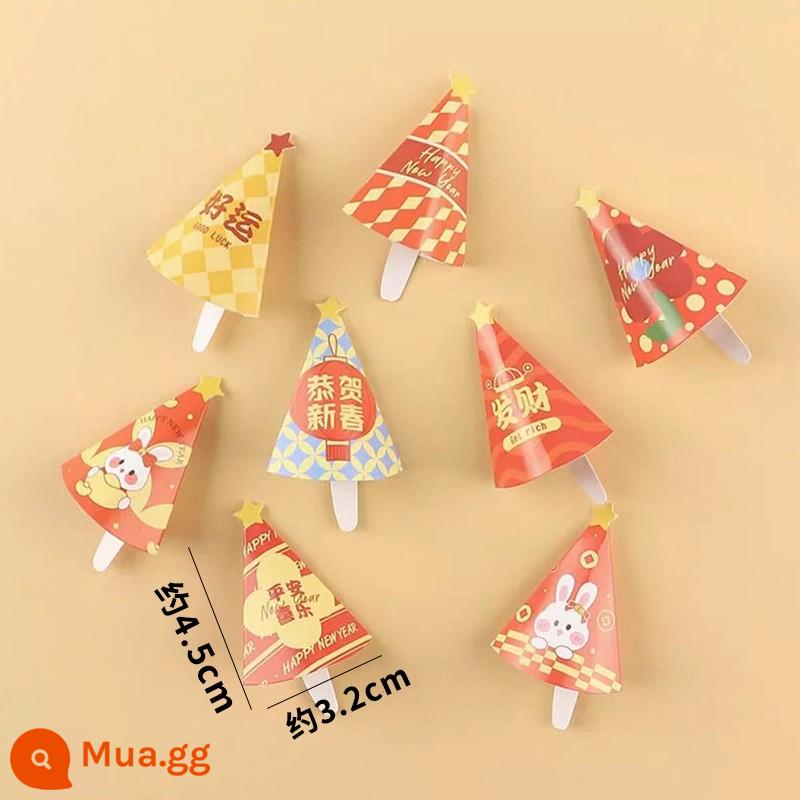 2023 Năm Mới 9 Lưới Cupcake Hộp Muffin Cup Trong Suốt Di Động Bao Bì Hộp Năm Mới Trang Trí Bánh Cắm - Mũ Tết màu đỏ hồng 80 chiếc