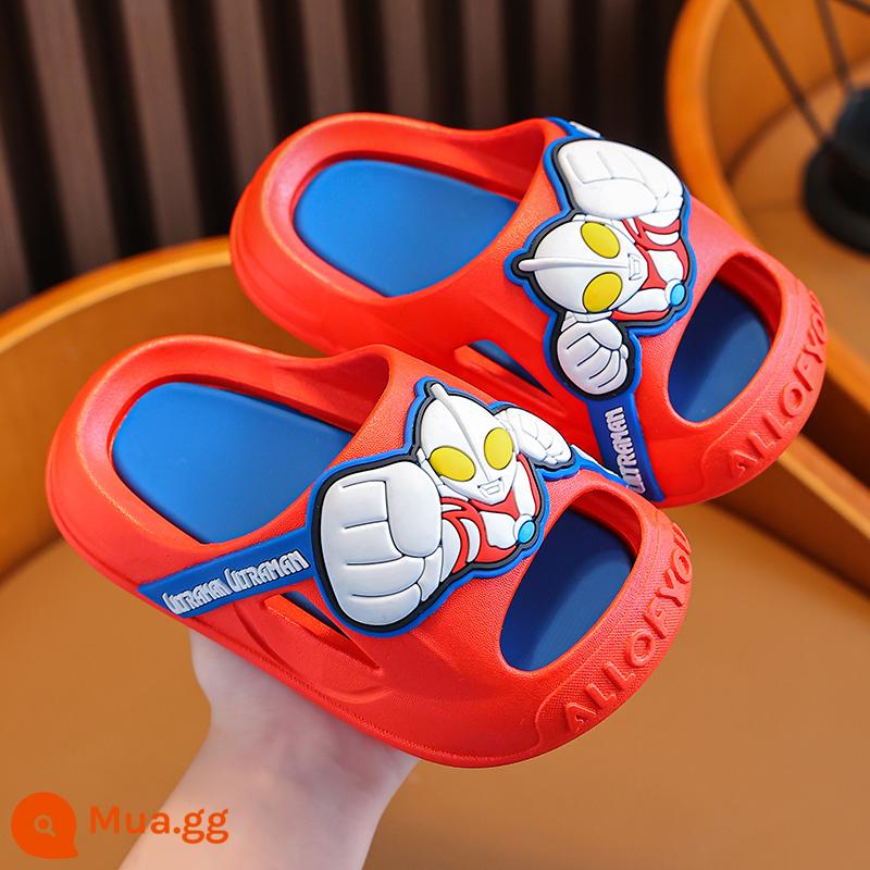 Bé Trai Ultraman Giày Sandal Mùa Hè Hoạt Hình Phòng Tắm Hộ Gia Đình Chống Trơn Trượt Cho Bé Mặc Bao Đầu Bé Gái Trẻ Em Dép - màu đỏ