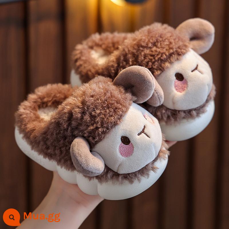 Dép bông trẻ em Boys Mùa đông Cô gái trẻ em Túi trẻ em Món giày Hom Home Home Baby Anti -Slip Cotton Shoe Winter - dép cà phê đen