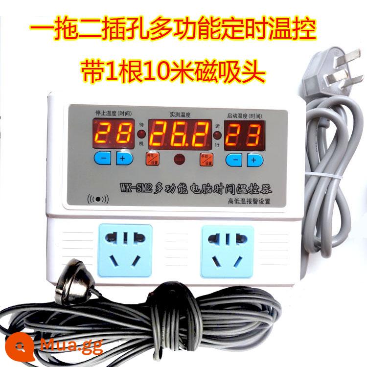 Báo động thông minh 2000W điều khiển nhiệt độ không đổi cắt đôi chăn nuôi nhà kính một kéo hai lò sưởi công tắc ổ cắm SM2 bơm tuần hoàn - SM2 với màn hình từ tính 10m + cáp chống nước 1m