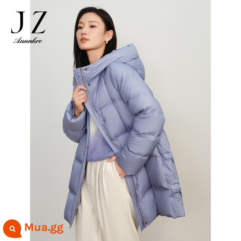 [Xian·Down] Jiuzi Annako air-sense mũ cổ dài ngang lưng lông ngỗng xuống phong cách mới mùa đông 2023 của phụ nữ - xanh nhạt