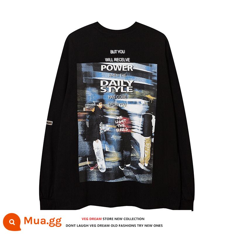 Veg Dream Châu Âu và Mỹ Tide Hip HipHop HiPHop Rap Phantom Phantom T -Shirt nam Cặp đôi nữ - đen