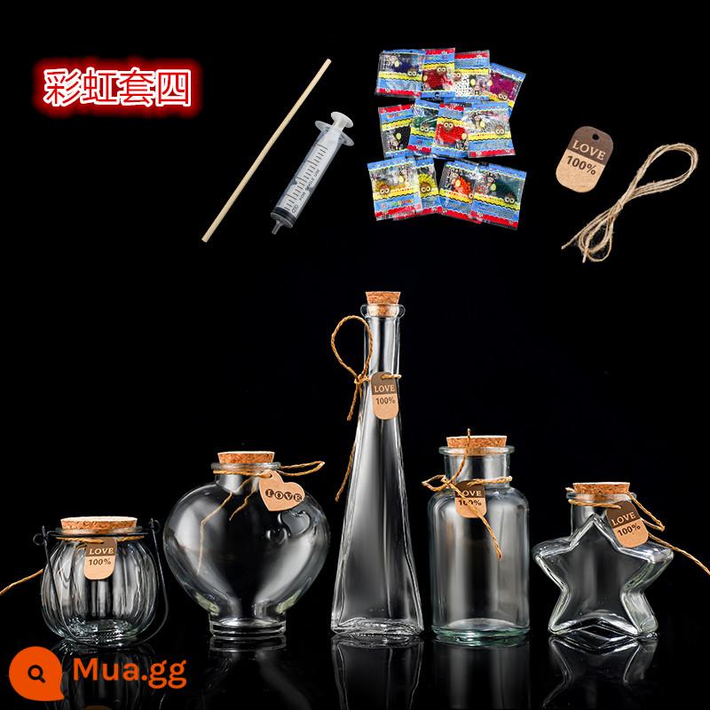 miễn phí vận chuyển sáng tạo diy đại dương chai nút chai trong suốt chai thủy tinh trôi chai cầu vồng chai wish chai star chai chất liệu - Gói Cầu Vồng Nâu Sẫm 4