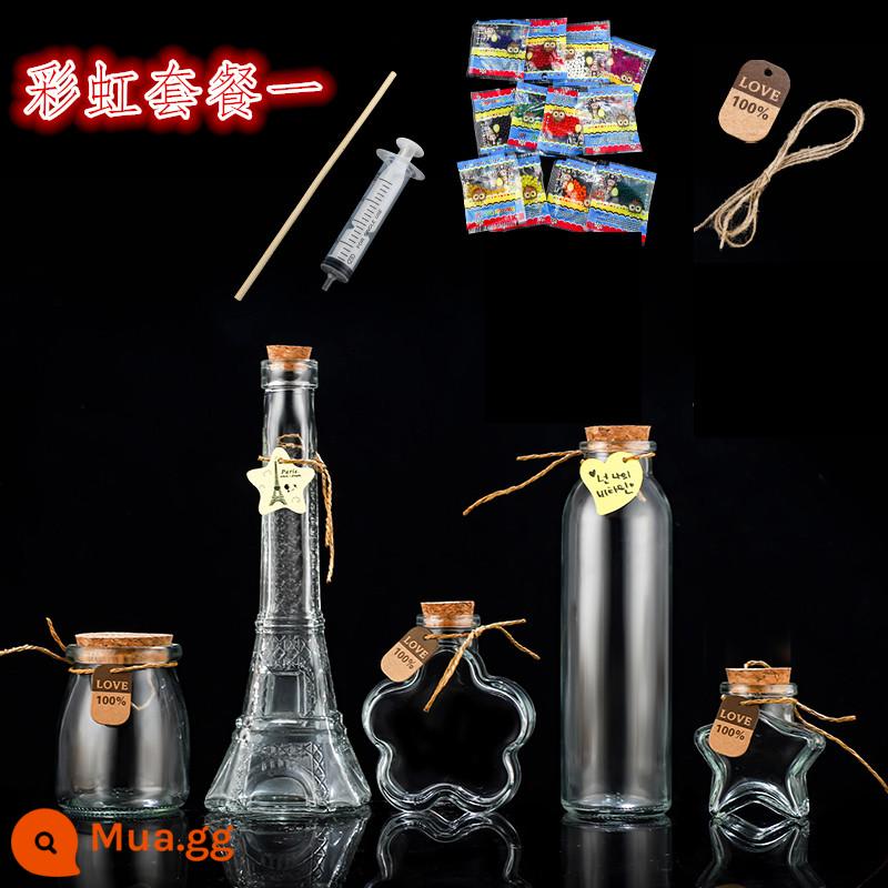 miễn phí vận chuyển sáng tạo diy đại dương chai nút chai trong suốt chai thủy tinh trôi chai cầu vồng chai wish chai star chai chất liệu - Gói Cầu Vồng Tím Nhạt 1