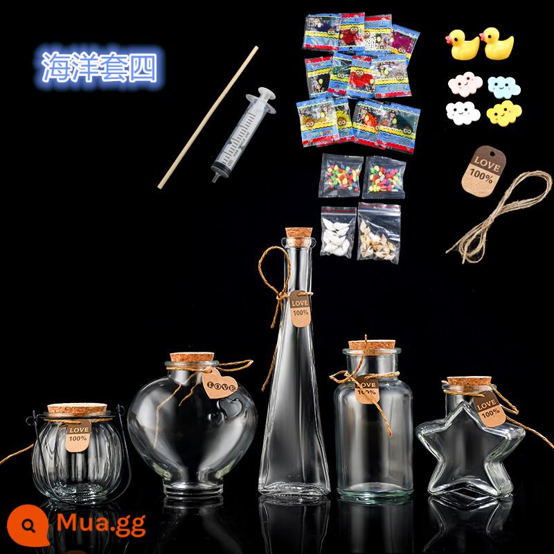 miễn phí vận chuyển sáng tạo diy đại dương chai nút chai trong suốt chai thủy tinh trôi chai cầu vồng chai wish chai star chai chất liệu - Gói đại dương màu hạt dẻ 4