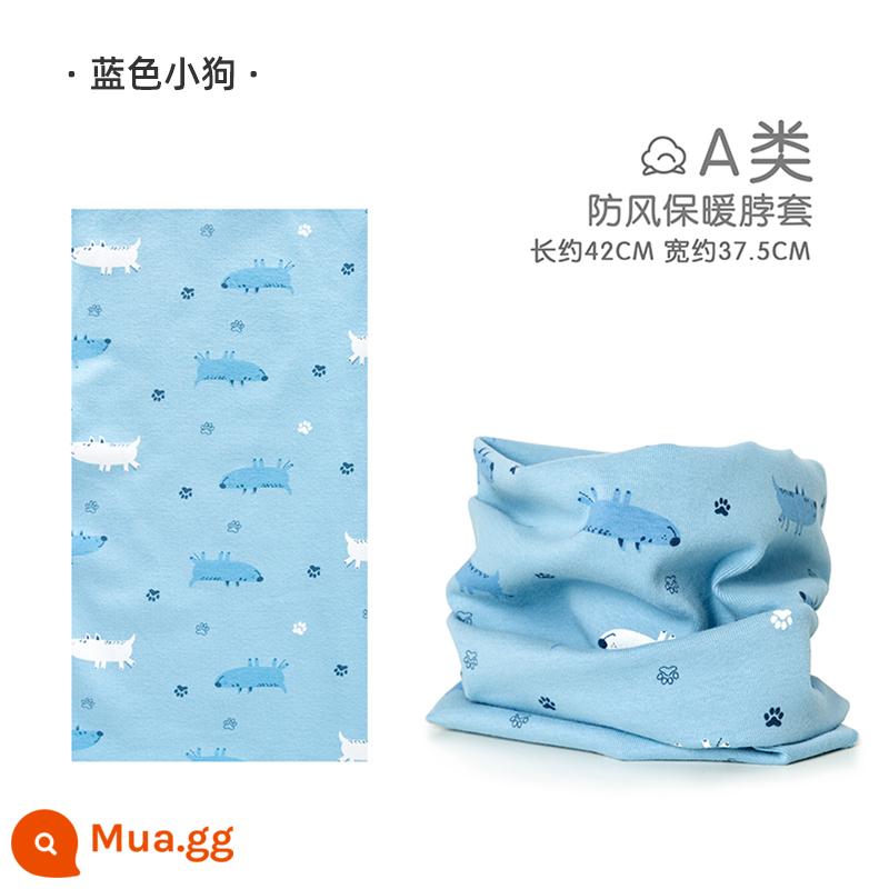 Jingqi Trẻ Em Khăn Choàng Mùa Đông Cho Bé Chống Gió Khăn Ấm Thu Đông Bé Trai Và Bé Gái Cotton Nguyên Chất Cho Bé Dễ Thương Quấn Cổ - con chó con màu xanh