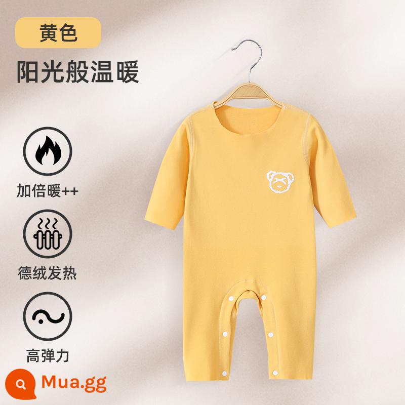 Jingqi Quần Áo Trẻ Em Mùa Thu Đông Đức Nhung Jumpsuit Sưởi Ấm Cho Bé Ấm Đáy Bộ Đồ Ngủ Sơ Sinh Bộ - màu vàng