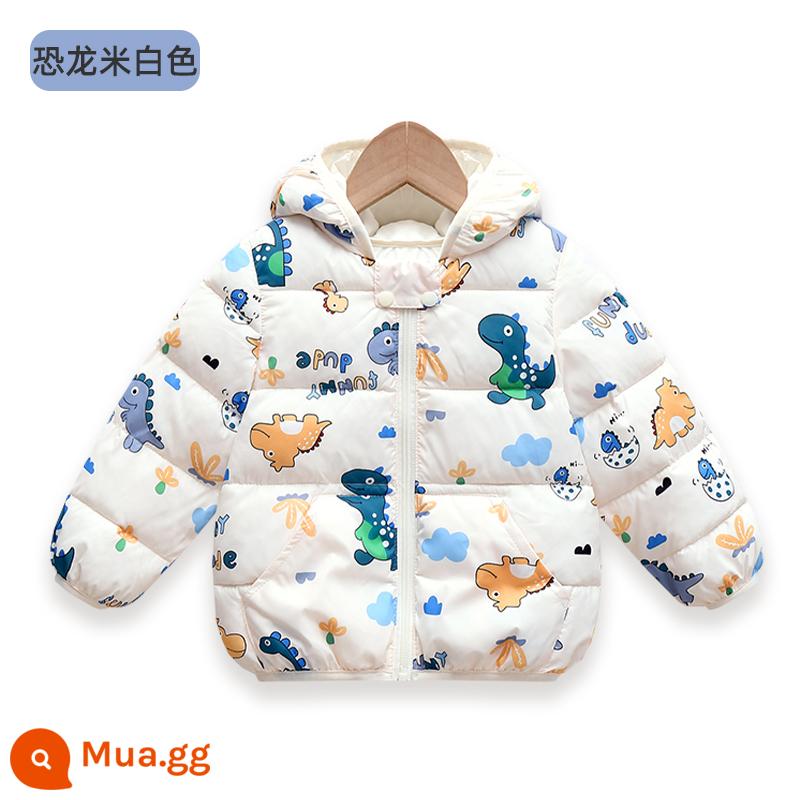 Áo khoác cotton trẻ em Jingqi, quần áo bé trai và bé gái, quần áo thu đông trẻ em, quần áo cotton cho trẻ sơ sinh, áo khoác cotton, áo khoác cotton và áo khoác nhung - Khủng long trắng ba lớp giữ ấm và khóa nhiệt độ lưu thông