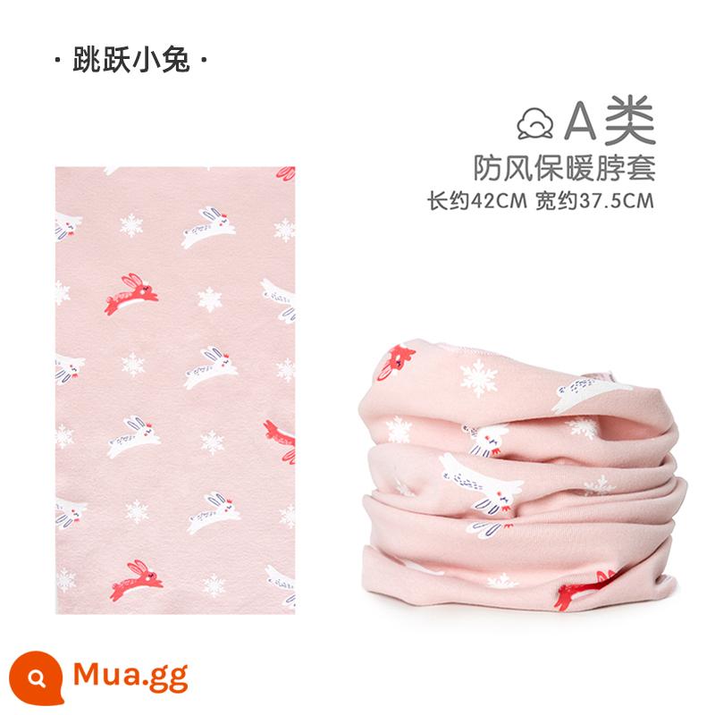 Jingqi Trẻ Em Khăn Choàng Mùa Đông Cho Bé Chống Gió Khăn Ấm Thu Đông Bé Trai Và Bé Gái Cotton Nguyên Chất Cho Bé Dễ Thương Quấn Cổ - chú thỏ nhảy