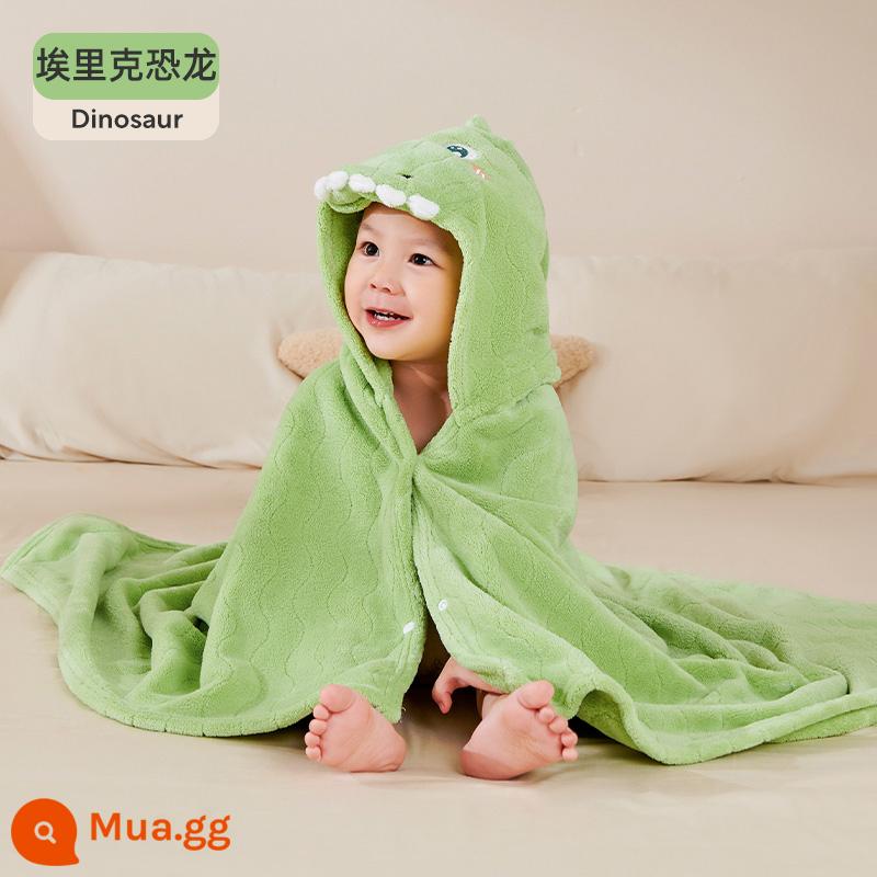 Khăn tắm trẻ em Jingqi Khăn tắm có mũ trùm đầu bằng nhung san hô siêu mềm hơn cotton nguyên chất để tắm cho bé, cả bé trai và bé gái đều mặc được - 80x120cm[kiểu trùm đầu] Khủng long Eric