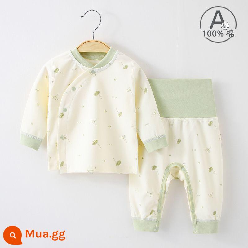 Jingqi Bộ đồ lót cho bé cotton nguyên chất cho bé xuân thu hè 2 mảnh quần áo mùa thu vệ sinh quần cotton trẻ em ở nhà quần áo đồ ngủ - bồ công anh xanh