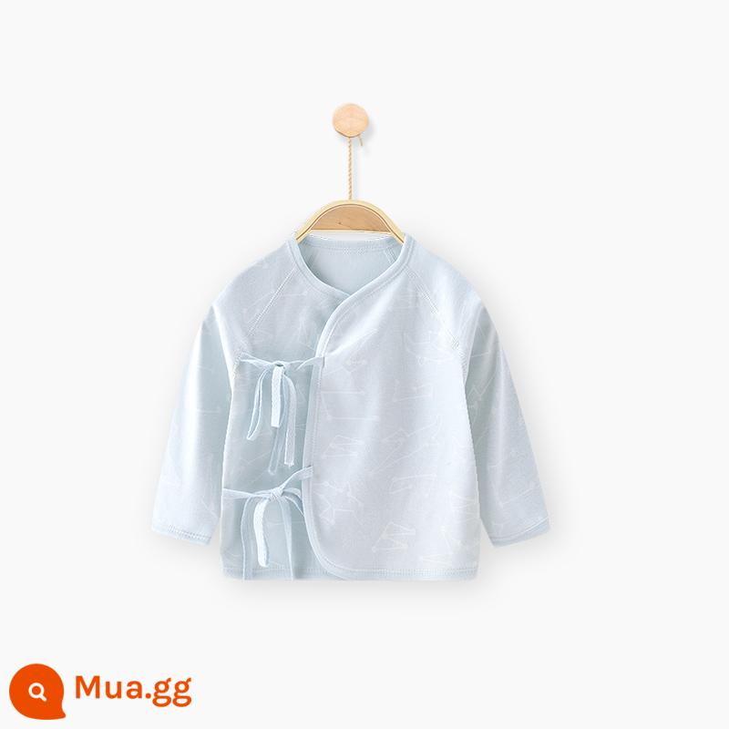 Quần áo sơ sinh cotton nguyên chất tay dài nửa lưng bé sơ sinh áo nhà sư quần áo mùa xuân quần lót - Sao chấm xanh