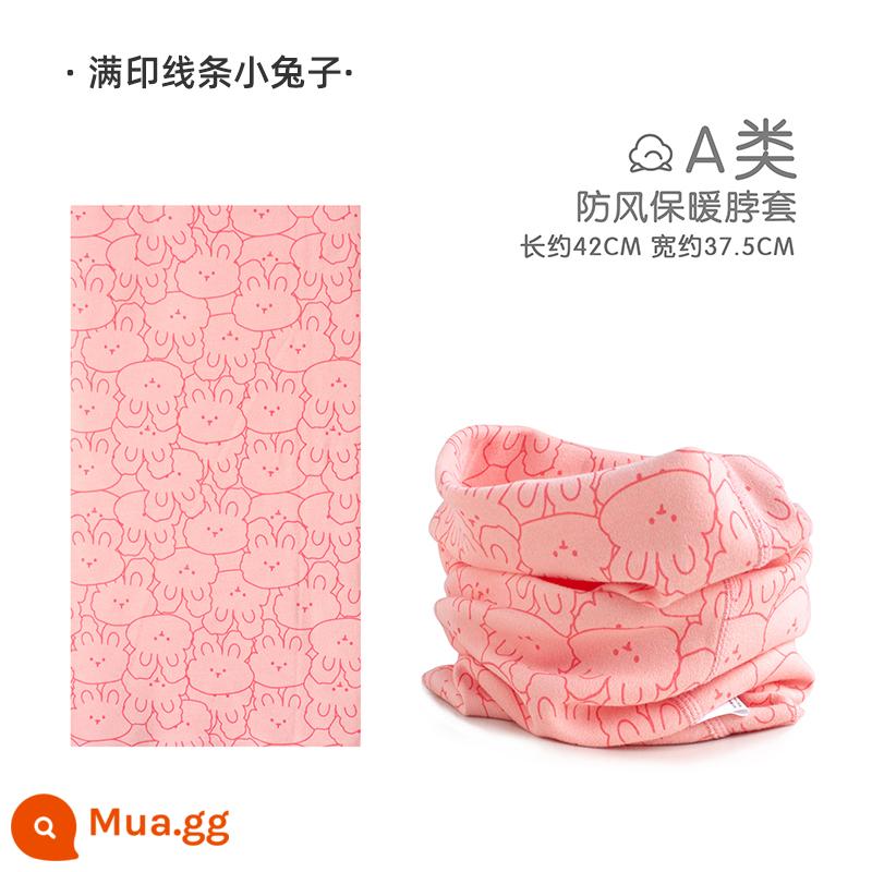 Jingqi Trẻ Em Khăn Choàng Mùa Đông Cho Bé Chống Gió Khăn Ấm Thu Đông Bé Trai Và Bé Gái Cotton Nguyên Chất Cho Bé Dễ Thương Quấn Cổ - Chú thỏ in dòng