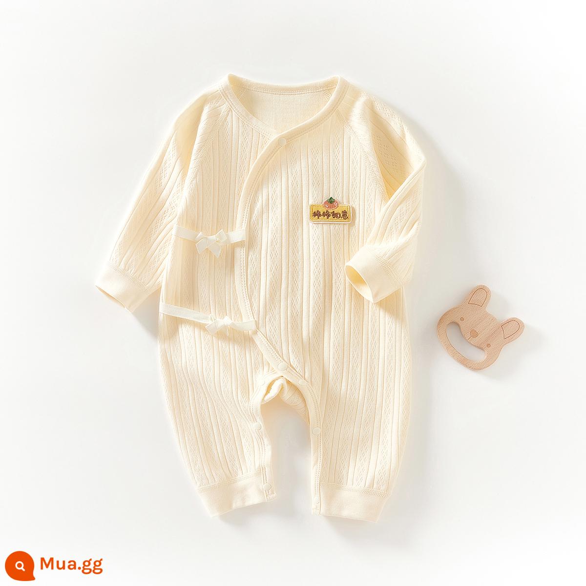 Jingqi bé áo liền quần cotton nguyên chất cho bé thu đông sơ sinh trẻ em 0-6 tháng quần áo mùa thu bướm áo liền quần liền quần - Quần áo bướm Ruyi hồng hồng vàng Jacquard