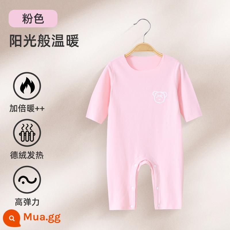 Jingqi Quần Áo Trẻ Em Mùa Thu Đông Đức Nhung Jumpsuit Sưởi Ấm Cho Bé Ấm Đáy Bộ Đồ Ngủ Sơ Sinh Bộ - Hồng