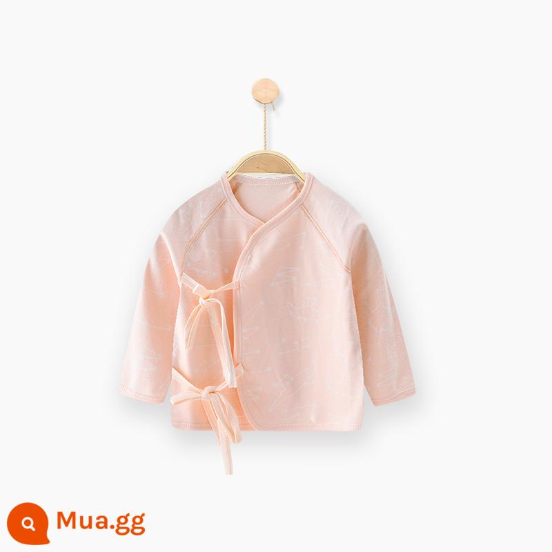 Quần áo sơ sinh cotton nguyên chất tay dài nửa lưng bé sơ sinh áo nhà sư quần áo mùa xuân quần lót - Sao chấm hồng