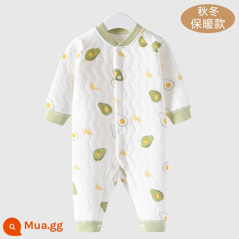 Jumpsuit cho bé mùa thu và mùa đông mô hình chần bông ấm áp đầu mùa thu quần áo sơ sinh mùa thu cho bé mùa thu dày phù hợp với - màu xanh lá