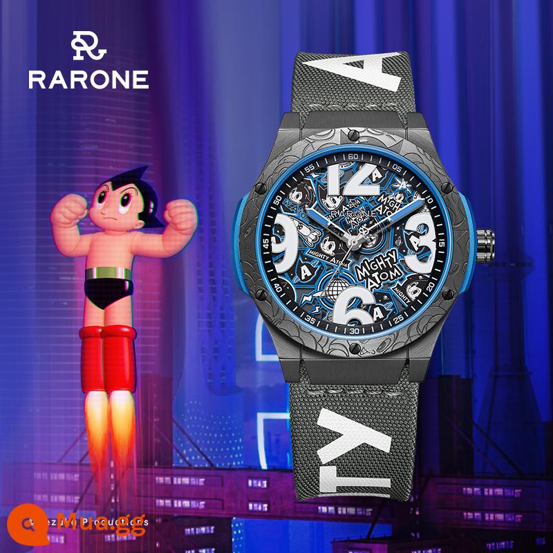 Rarone Renault Astro Boy chung đồng hồ cơ nam hoàn toàn tự động cơ nam xu hướng bé trai - Cậu bé Astro·Xanh