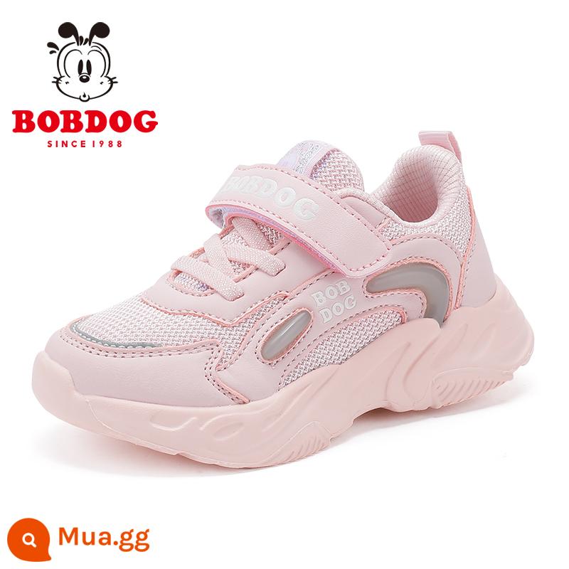 Giày Trẻ Em Babudou Giày Sneaker Lưới Thoáng Khí Mùa Xuân Và Thu 2023 Giày Lưới Trẻ Em Mới Giày Bé Gái Giày Thường - 33004 Màu Hồng Dịu Dàng Phong Cách Xuân Thu-Lưới