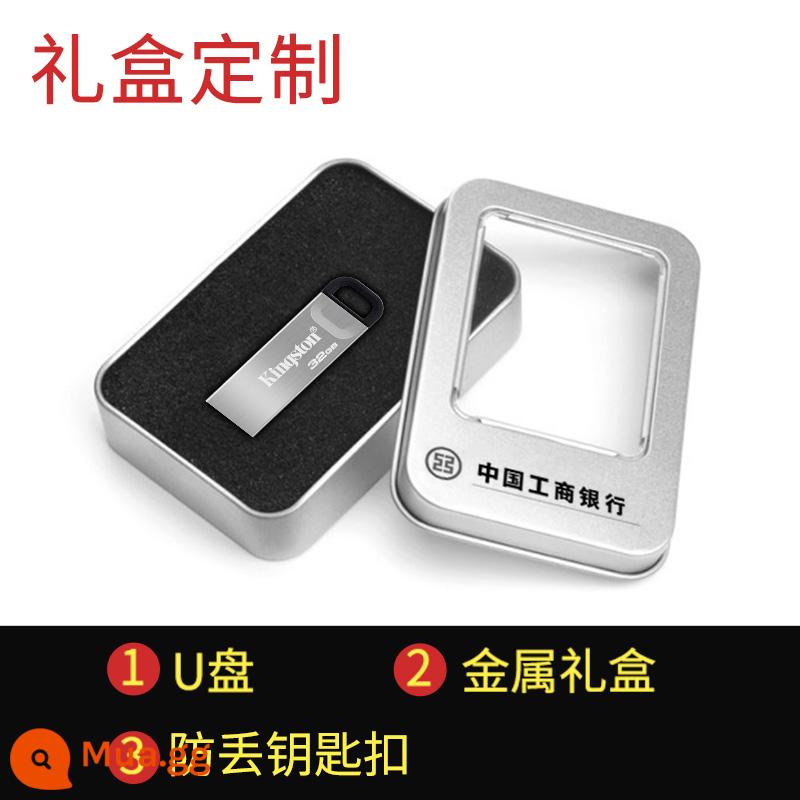 Kingston Ổ đĩa U 16G 8GU đĩa 32g xe tốc độ cao kim loại thép không gỉ USB tùy chỉnh logo sáng tạo - 32G + hộp sắt + khắc