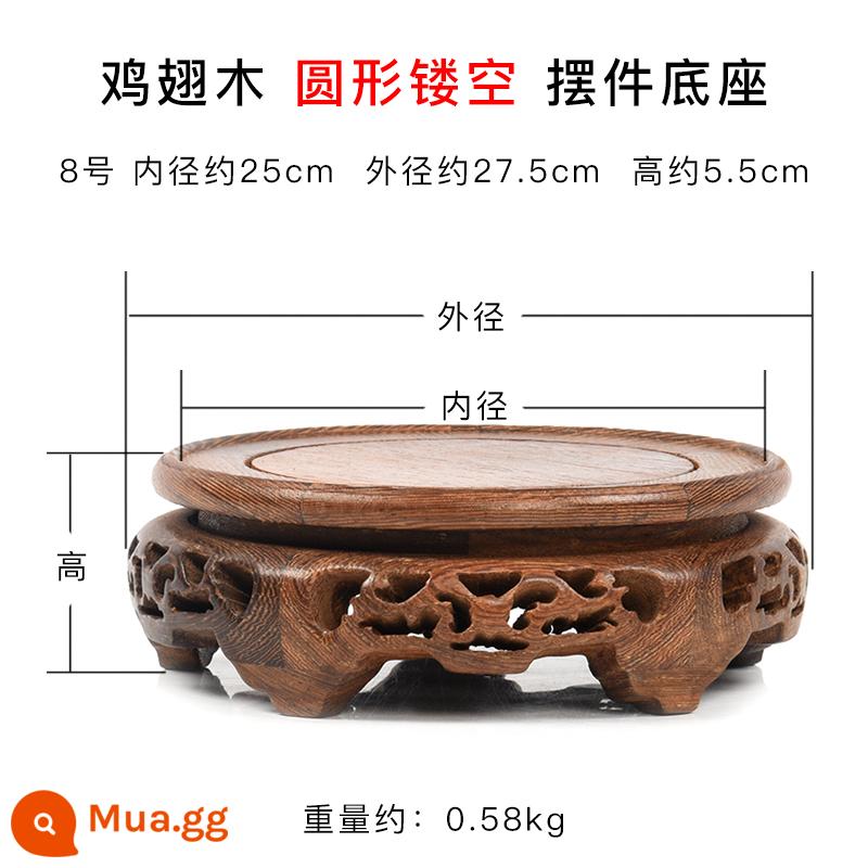 Mahogawa tròn cơ sở nhang đốt Phật tượng Teapot Pot hoa Pot Solid Wood Pallet Chai hoa Qi Đá Cá Cá Căn cứ - Đường kính trong rỗng số 8 25 * 27,5 * 5,5cm