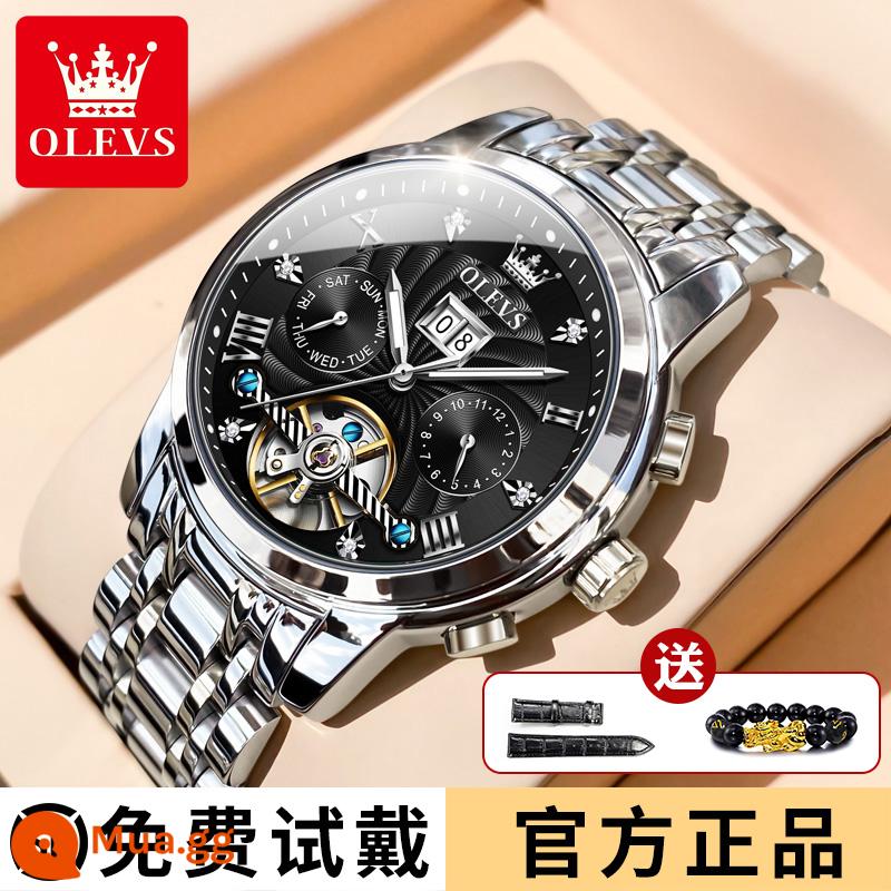 2021 Thụy Sĩ Mới Chứng Nhận Đồng Hồ Nam Hoàn Toàn Tự Động Cơ Nam Thương Hiệu Tourbillon Rỗng Chống Thấm Nước - Cùng phong cách với ngôi sao - đai thép đen [bảo hành 10 năm + quà tặng hào phóng]