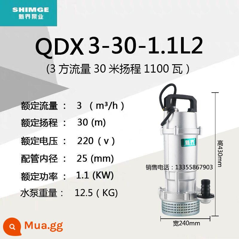 Lãnh Thổ Mới Máy Bơm Chìm QDX Loại Nâng Cao Bơm Nông Nghiệp Lưu Lượng Lớn Hộ Gia Đình 220V Đất Nông Nghiệp Máy Bơm Thủy Lợi - QDX3-30-1.1L2 (1 inch)