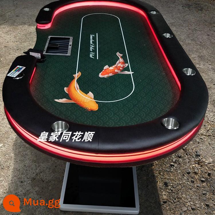 Bàn poker Texas hold'em phong cách mới với đèn LED điều khiển từ xa, bàn chip thay đổi màu sắc, bàn thi đấu, một loạt các tùy chỉnh chuyên nghiệp của nhà máy - Mô hình màu xanh đậm 2,4×1,2