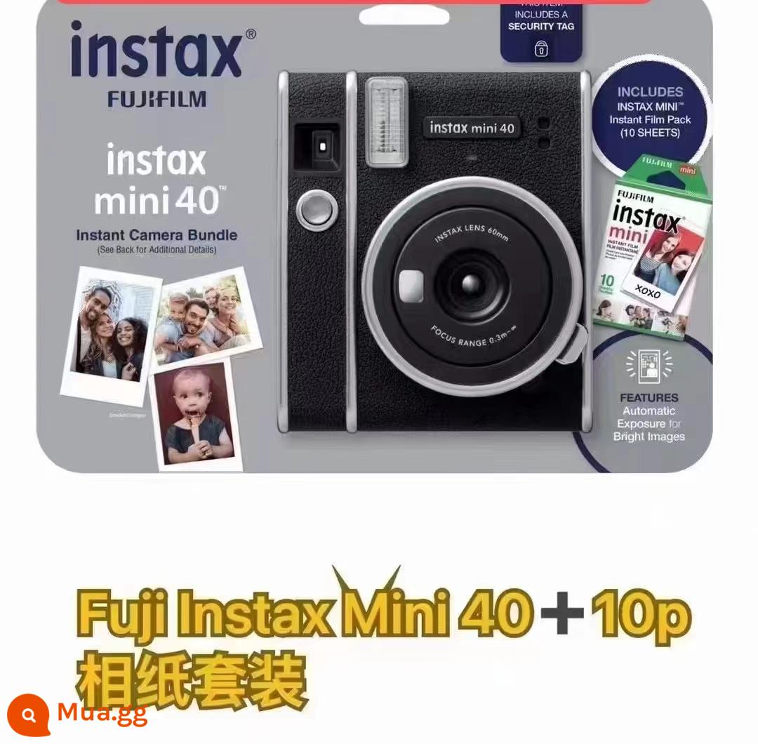 Máy ảnh cổ điển Fuji Polaroid instax mini90 40 chụp 1 lần đen nâu kèm pin selfie - Bộ giấy ảnh mini 40 (gồm 10 tờ giấy ảnh + pin + dây buộc + sách hướng dẫn)