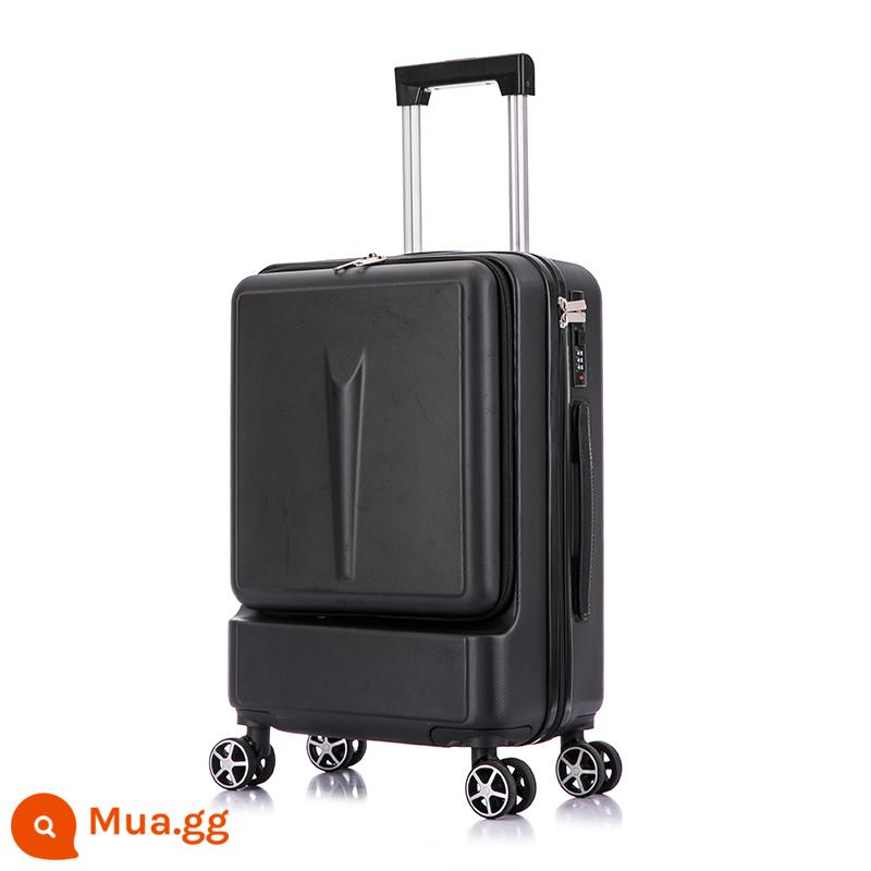 Máy tính phía trước trường hợp xe đẩy lên máy bay 20 inch nam lưới đỏ ins vali nữ vali mật khẩu nhỏ 24 vali - Đen [mở phía trước]