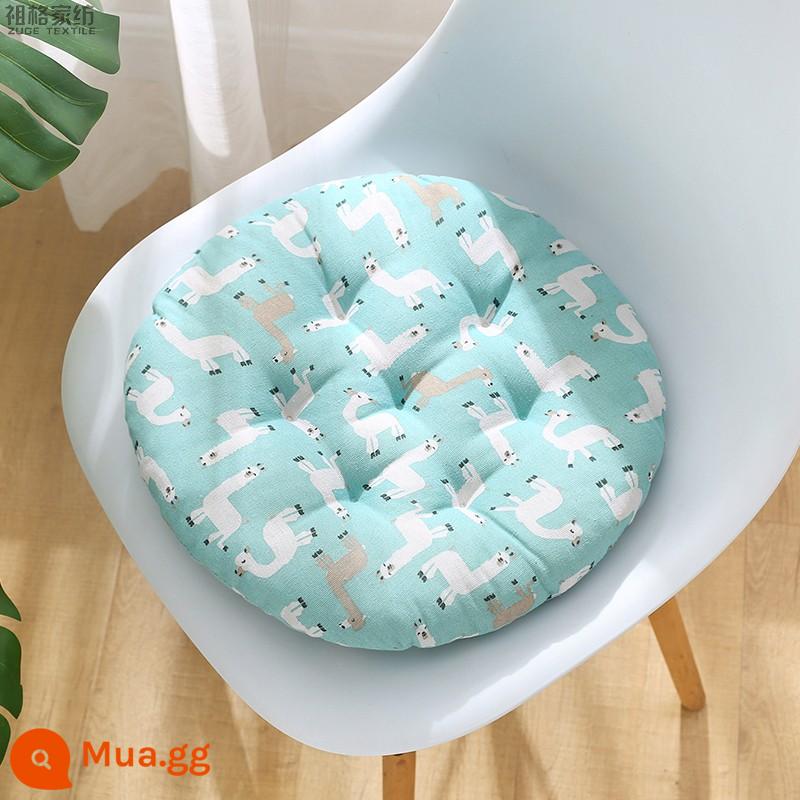 Vòng đơn giản đệm ghế futon dày tất nam sàn nhà văn phòng ít vận động đệm bông và vải lanh đệm ghế - Alpaca con màu xanh nhạt (tròn)