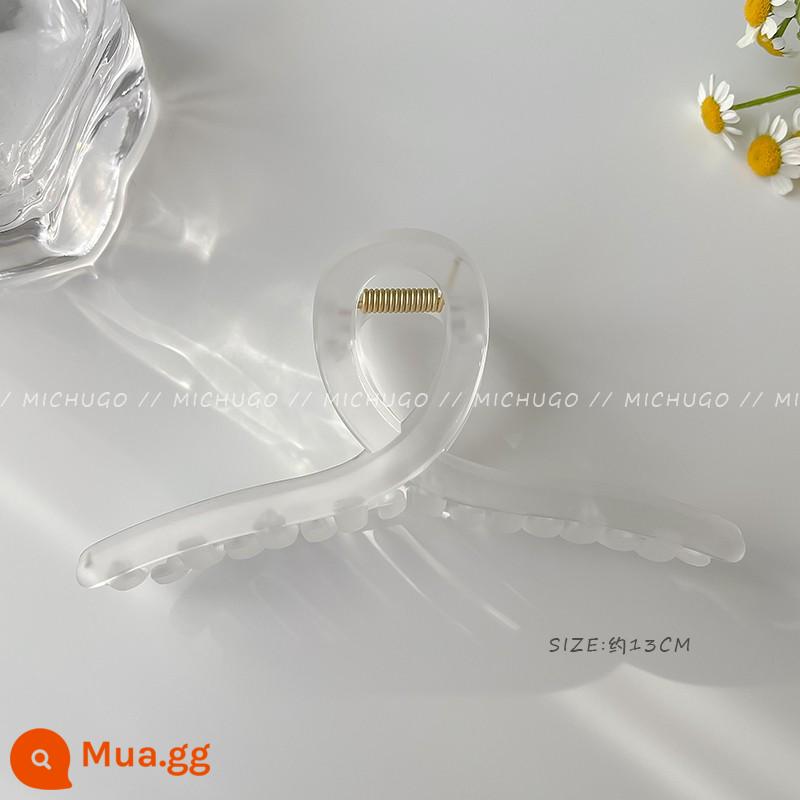 Kẹp tóc acrylic phong cách Hàn Quốc dành cho nữ mùa hè cỡ lớn tính khí cá mập kẹp phía sau đầu tóc băng đô tóc - Màu trắng mờ mờ