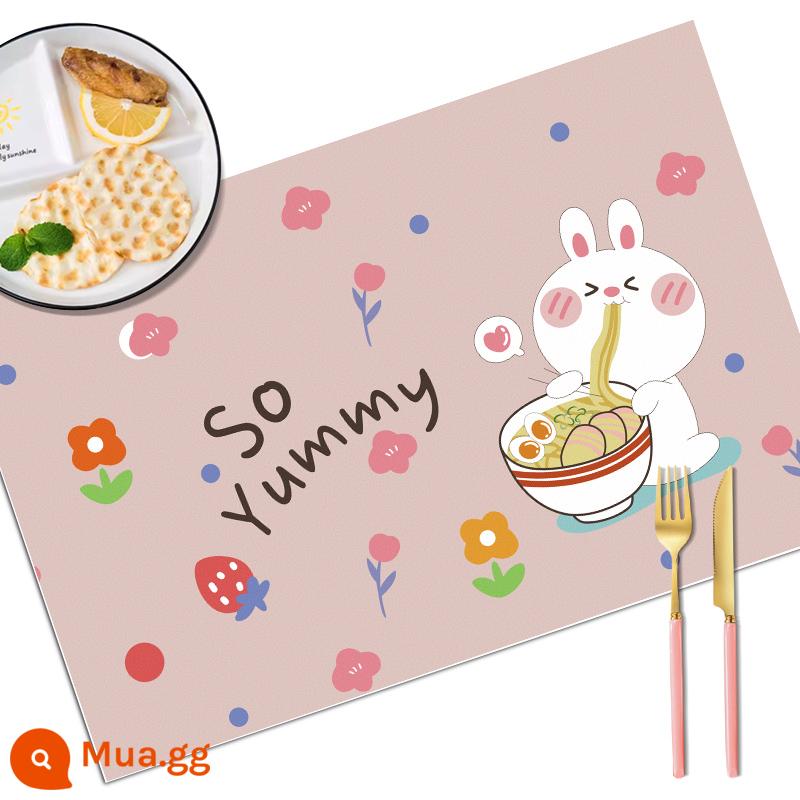 Placemat học sinh tiểu học khăn trải bàn đặc biệt dành cho trẻ em thảm cách nhiệt có thể gập lại thảm trải bàn ăn trưa khăn trải bàn ăn trưa lớp 1 - Da thân thiện với môi trường-Tôi thích ăn (không bao gồm túi đựng + chống thấm nước)