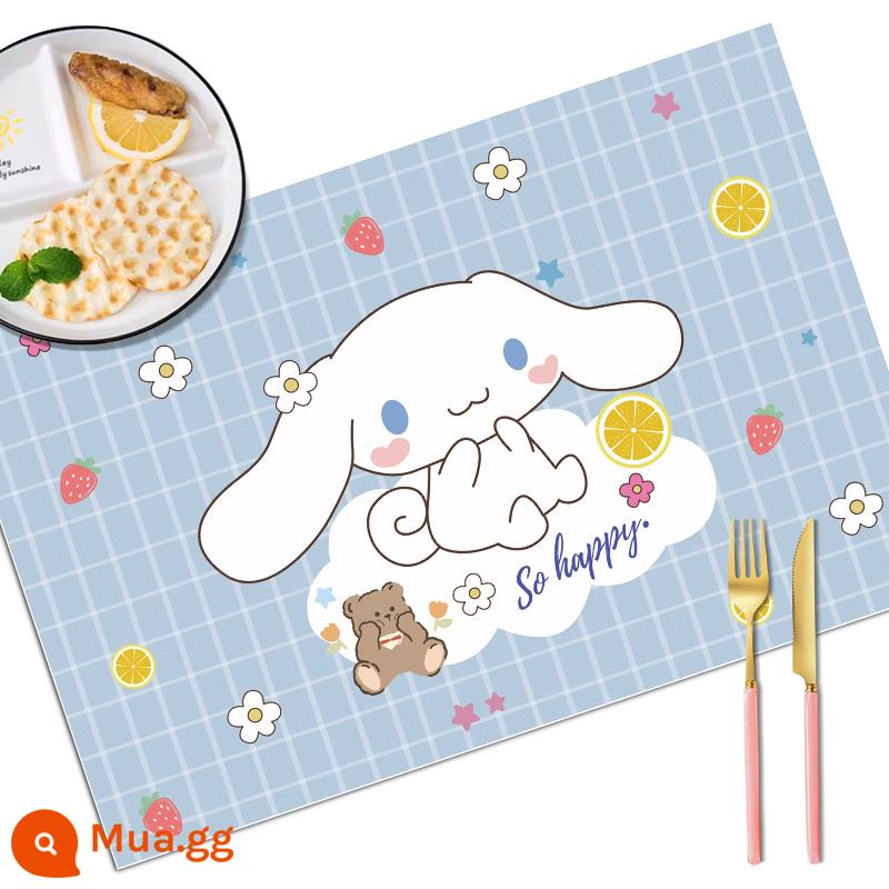 Placemat học sinh tiểu học khăn trải bàn đặc biệt dành cho trẻ em thảm cách nhiệt có thể gập lại thảm trải bàn ăn trưa khăn trải bàn ăn trưa lớp 1 - Da thân thiện với môi trường-Happy Dog (không thấm nước + túi đựng)